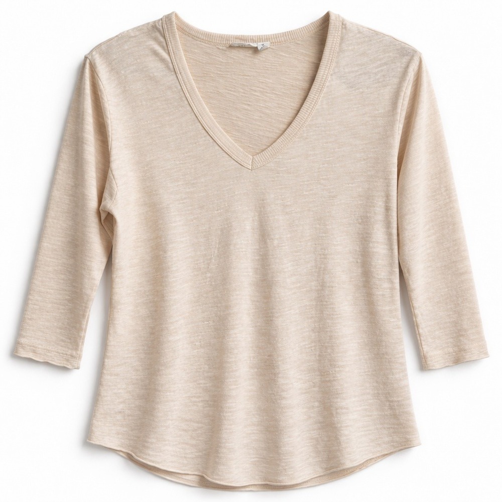 Wilt Womens Size XL Slub Knit V-Neck 3/4 Sleeve Top Peachy Pink USA Cottagecore